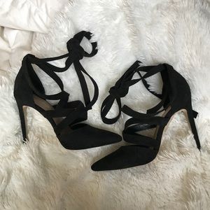 Black lace up heels